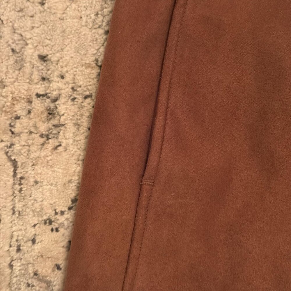 J. Crew Cognac Brown Faux Leather Mini Skirt - Size 12 - Picture 4 of 5